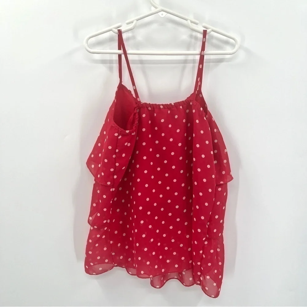 THE CHILDREN'S PLACE Girl's Pink & White Polka Dot Tiered Tank Top Size M